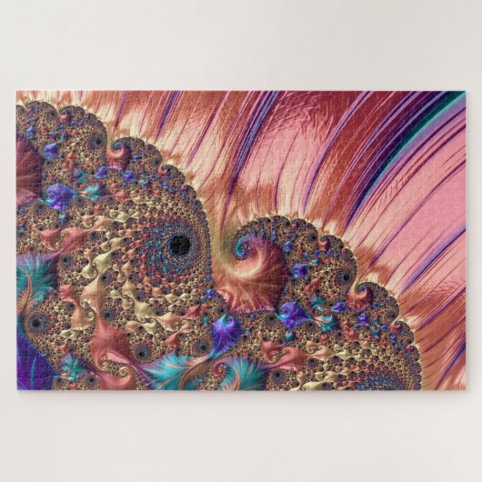 Mandelbrot Set Fraktal Digitale Art Pink & Gold Puzzle (Horizontal)