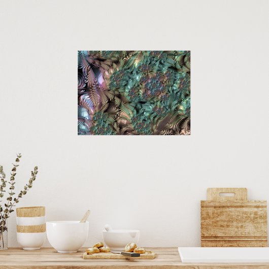 Mandelbrot Set Fraktal Digitale Kunst Aquamarin gr Poster (Küche)