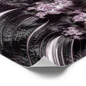 Mandelbrot Set Fraktal Digitale Kunst Rosa & Schwa Poster (Ecke)