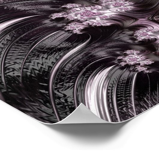 Mandelbrot Set Fraktal Digitale Kunst Rosa & Schwa Poster (Ecke)