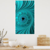 Mandelbrot Whirlpool Aqua Blue Fraktal Abstrakt Poster (Küche)