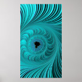 Mandelbrot Whirlpool Aqua Blue Fraktal Abstrakt Poster (Vorne)