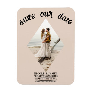 Mandelcreme-Diamant-Foto-Hochzeit-Save-the-Date-Ka Magnet