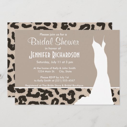 Mandelfarbleopard-Tierdruck; Personalisiert Einladung (Vorne/Hinten)