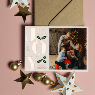 Mandelholz Elegante Freude Rose Gold Foto Folien Feiertagskarte