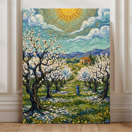 Mandelplantage im Stil von Van Gogh Sonnenbeschien Leinwanddruck