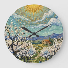 Mandelplantage im Stil von Van Gogh, sonnendurchfl Große Wanduhr