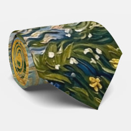 Mandelplantage im Stil von Van Gogh sonnige Blüten Krawatte