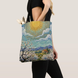Mandelplantage im Stil von Van Gogh sonnige Blüten Tasche