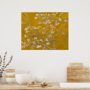 Mandelzweige in Blüte (Gold) Van Gogh Poster