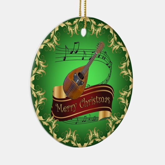 Mandolin 02 ~ Musikalische Rolle ~ Frohe Weihnacht Keramik Ornament (Rechts)