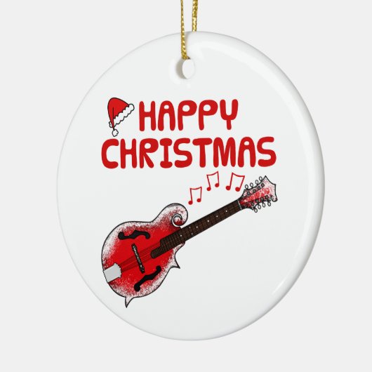 Mandolin Folk Musician Weihnachtsdekoration Keramik Ornament (Links)