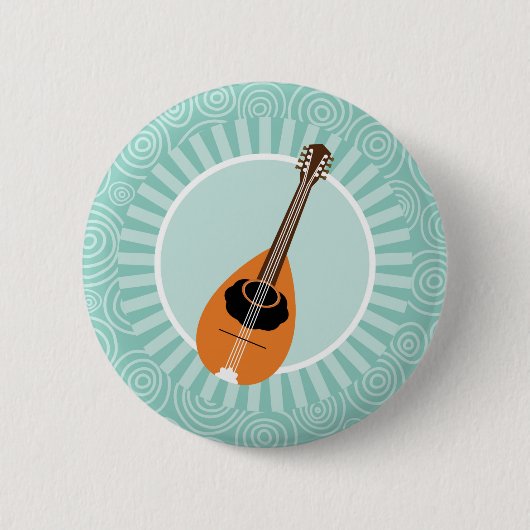 Mandolin Fun Turquoise Swirl Music Button (Vorderseite)