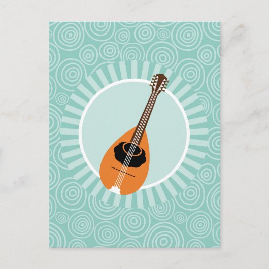 Mandolin Fun Turquoise Swirl Music Postkarte (Vorderseite)