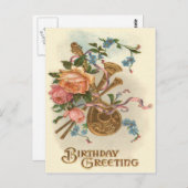 Mandolin Horns Rose Vergessen-Me-Not Postkarte (Vorne/Hinten)