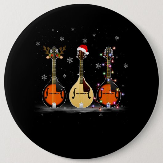 Mandolin Instrument Reindeer Weihnachtslicht Button (Vorderseite)