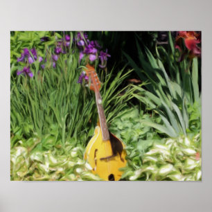 Mandolin Iris Blumen Garden Foto Malerei Poster