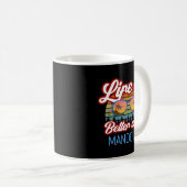 Mandolin Lover Retro Sunset Design Life is Better Kaffeetasse (VorderseiteRechts)