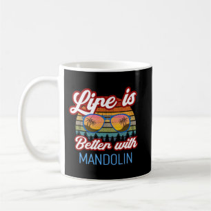 Mandolin Lover Retro Sunset Design Life is Better Kaffeetasse