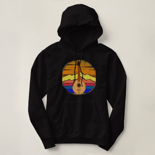 Mandolin Lover Vintag Mandolin Retro Sunset Funny Hoodie (Design vorne)