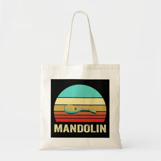 Mandolin Lover Vintag Retro Style Sunset Mandolin Tragetasche (Vorne)