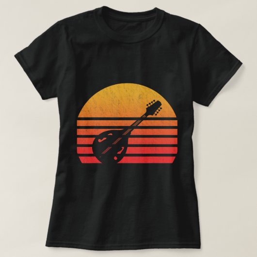 Mandolin Lover Vintag Retro Sunset Mandolin T-Shirt (Design vorne)