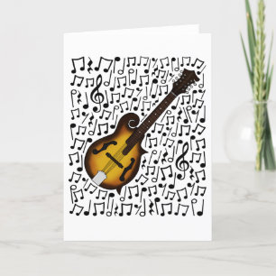 Mandolin Musical Notes Mandolinist Folk Musician Feiertagskarte