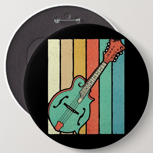 Mandolin Player Funky Retro Bluegrass Mandolin Mus Button (Vorne & Hinten)