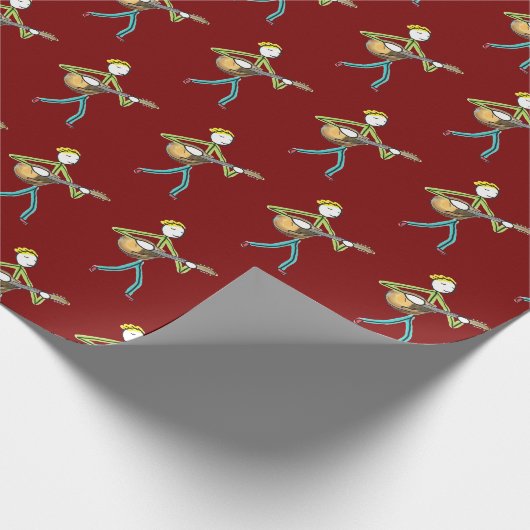 Mandolin Playing Stickman Geschenkpapier (Ecke)
