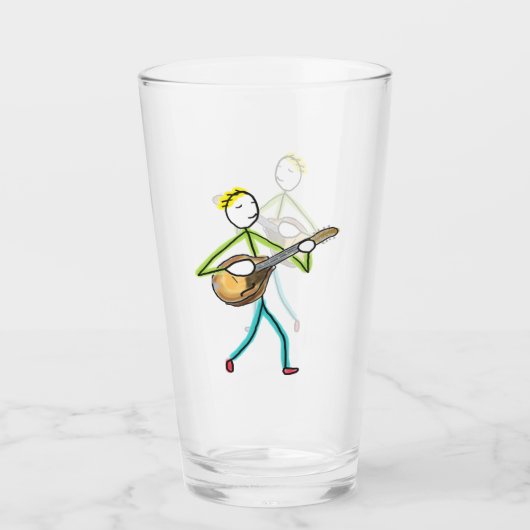 Mandolin Playing Stickman Glas (Vorderseite)