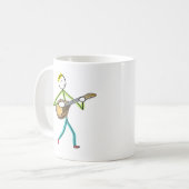 Mandolin Playing Stickman Kaffeetasse (Vorderseite Links)