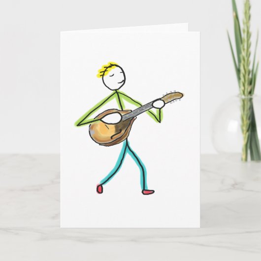 Mandolin Playing Stickman Karte (Vorderseite)