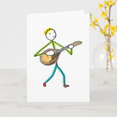 Mandolin Playing Stickman Karte (Gelbe Blume)