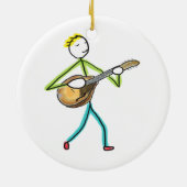 Mandolin Playing Stickman Keramik Ornament (Hinten)