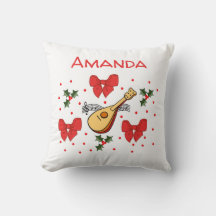 Mandolin Red Bows Holly Blätter Muster anpassen