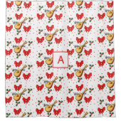Mandolin Red Bows Holly Verlasse Berries Pattern Duschvorhang (Vorderseite)