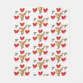 Mandolin Red Bows Holly Verlasse Berries Pattern Fleecedecke (Vorderseite)