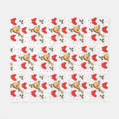 Mandolin Red Bows Holly Verlasse Berries Pattern Fleecedecke (Vorderseite (Horizontal))