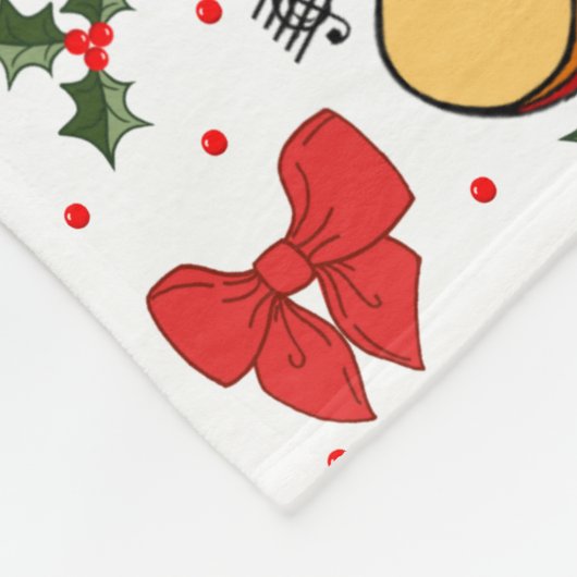 Mandolin Red Bows Holly Verlasse Berries Pattern Fleecedecke (Ecke)