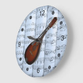 Mandolin~Rollsheet Music~Blue Tint Background ~ Große Wanduhr (Winkel)