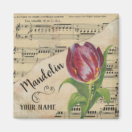 Mandolin Tulip Vintag Sheet Music - kundenspezifis Magnet