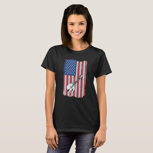 Mandolin Usa Flag Mandolin Player Mandolinist T-Shirt (Vorne ganz)