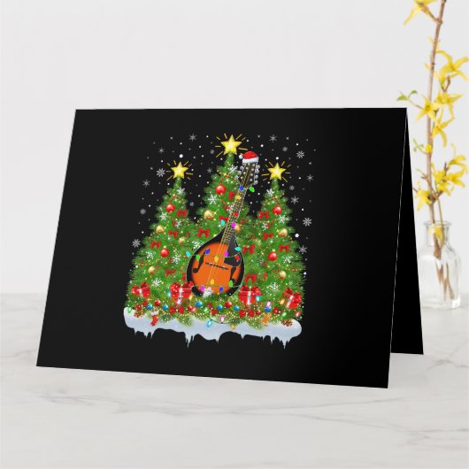 Mandolin Xmas Lights Santa Mandolin Christmas Tree Karte (Gelbe Blume)
