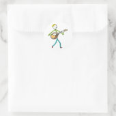 Mandoline spielender Stickman Runder Aufkleber (Tasche)