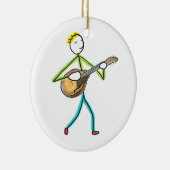 Mandoline spielender Stockmann Keramik Ornament (Rechts)