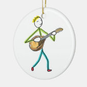 Mandoline spielender Stockmann Keramik Ornament (Links)