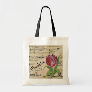 Mandoline Tulpe Vintage Notenblätter Anpassbar Tragetasche