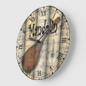 Mandoline ~ Vintage Noten ~ Unique ~ Große Wanduhr (Winkel)