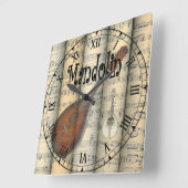 Mandoline ~ Vintage Noten ~ Unique ~ Quadratische Wanduhr (Winkel)