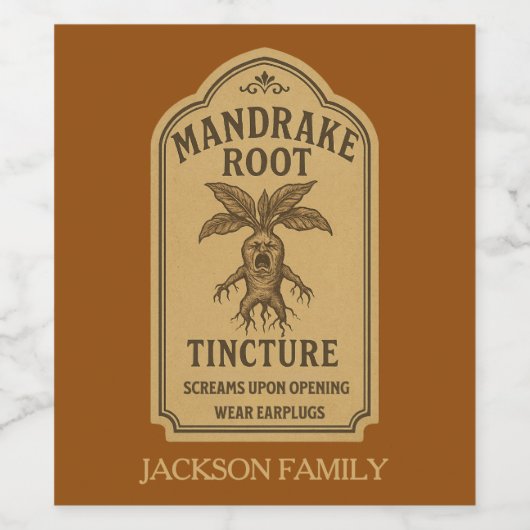 Mandrake Root Tinkture Screams beim Öffnen Weinetikett (Einzelnes Label)